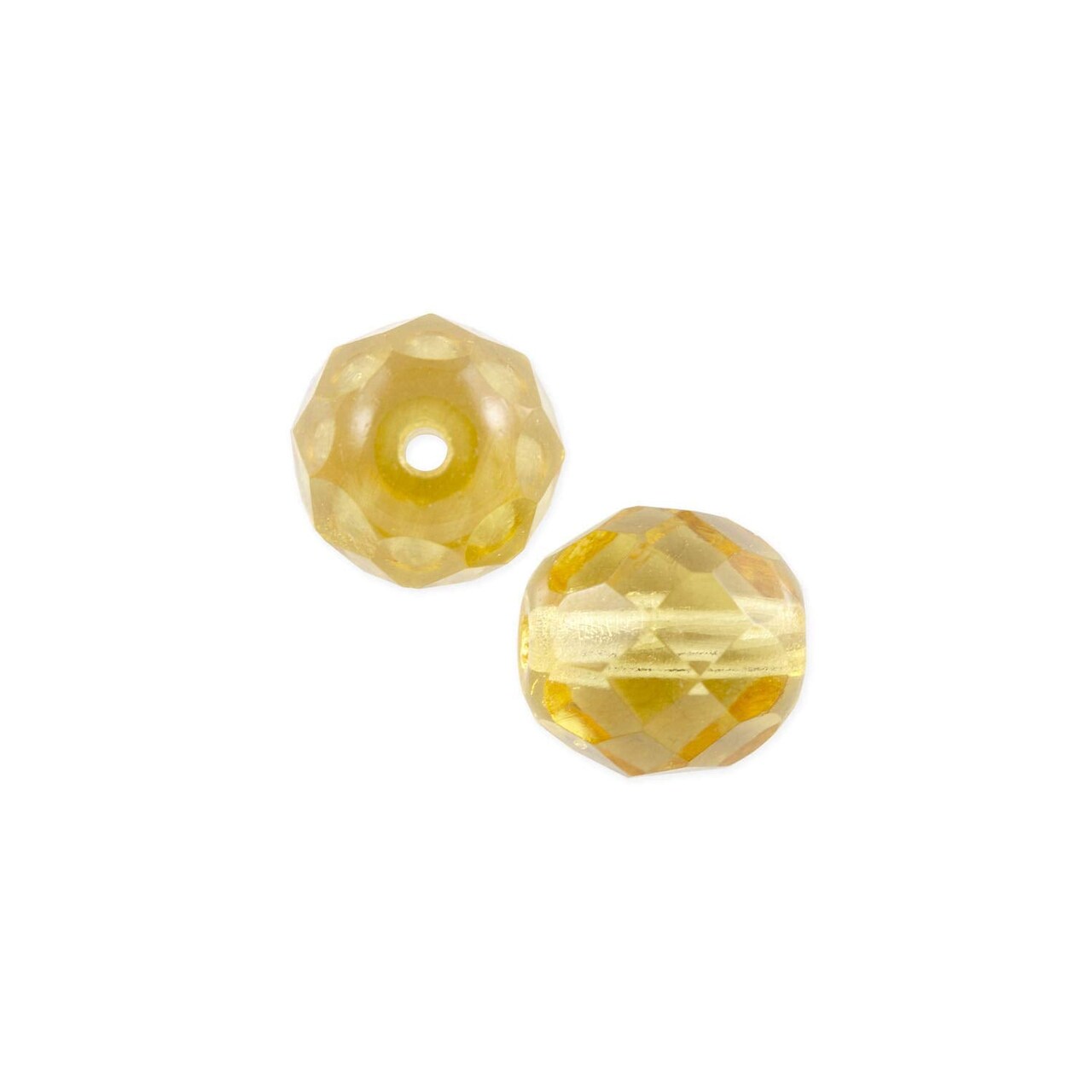 Czech Fire Polished Glass Round Beads 8mm Light Topaz (Package of 25)